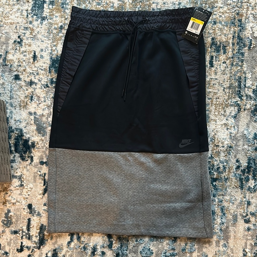 Nike Tech Black and Gray Midi Skirt
